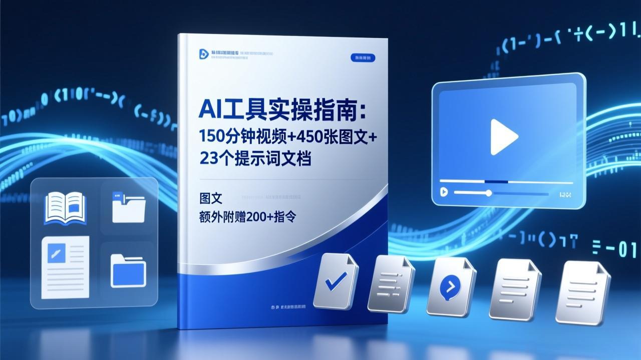 AI工具实操指南：150分钟视频+450张图文+23个提示词文档，额外附赠200+指令-金鼎聊项目