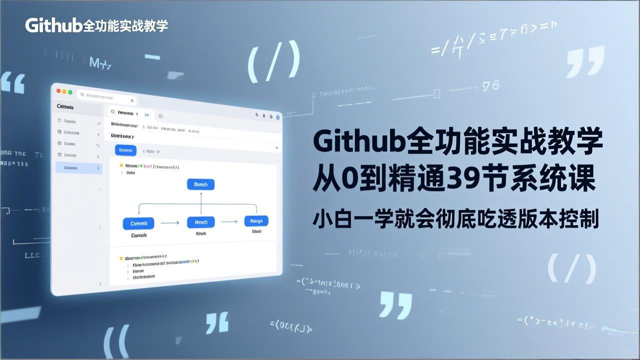 GitHub-全功能实战教学，从0到精通39节系统课，小白一学就会彻底吃透版本控制-金鼎聊项目
