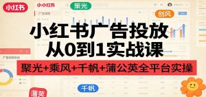 小红书广告投放从0到1实战课:聚光+乘风+千帆+蒲公英全平台实操-金鼎聊项目