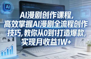 某社群AI漫剧创作课程,高效掌握AI漫剧全流程创作技巧,教你从0到1打造爆款,实现月收益1W+-金鼎聊项目