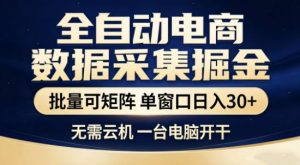 独家电商数据全自动采集项目，批量可矩阵，单窗口轻松日入3张+【揭秘】-金鼎聊项目