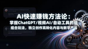AI快速赚钱方法论：掌握ChatGPT/视频AI/自动化工具的组合玩法，独立创作高转化内容与数字产品-金鼎聊项目