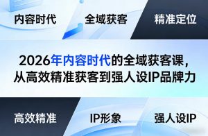 2026年内容时代的全域获客课,从高效精准获客到强人设IP品牌力-金鼎聊项目