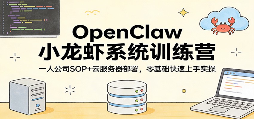 OpenClaw小龙虾系统训练营：一人公司SOP，云服务器部署，零基础快速上手实操-金鼎聊项目