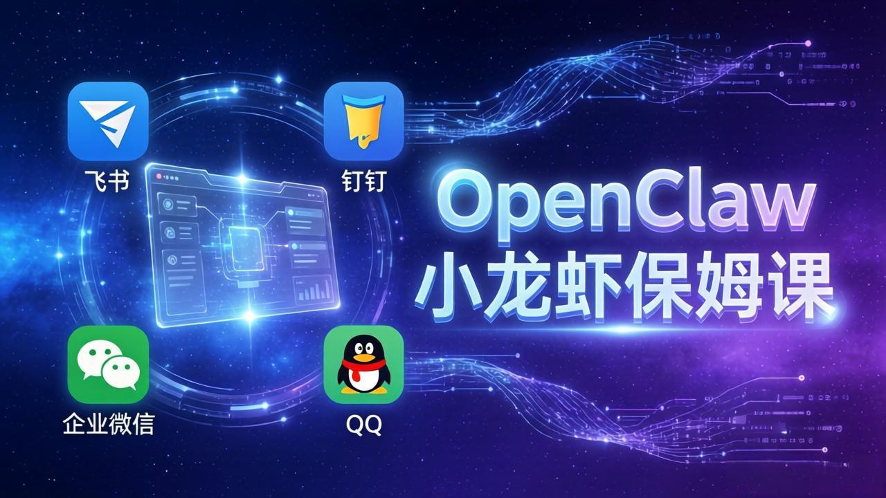 OpenClaw小龙虾保姆课： Windows/macOS/Linux/Docker全系统安装，飞书+钉钉+企业微信+QQ 全接入-金鼎聊项目