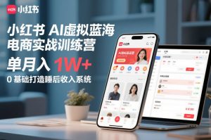 小红书AI虚拟蓝海电商实战训练营,单月入1W+,0基础打造睡后收入系统(更新)-金鼎聊项目