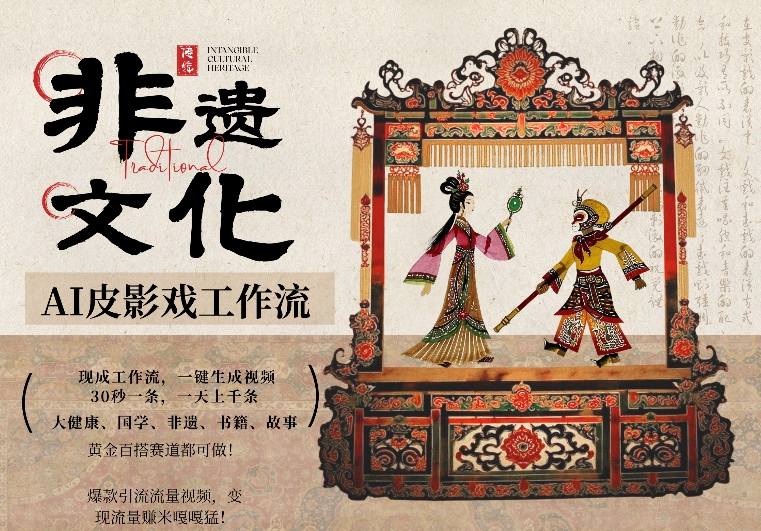 AI一键生成民俗文化非遗皮影戏视频，一刀不剪无需剪辑，30S一条，一天上百条，流量财富嘎嘎猛-金鼎聊项目