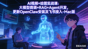 AI视频+绘图实战课:大模型微调+RAG+Agent开发,更新OpenClaw安装及飞书接入-Mac版-金鼎聊项目