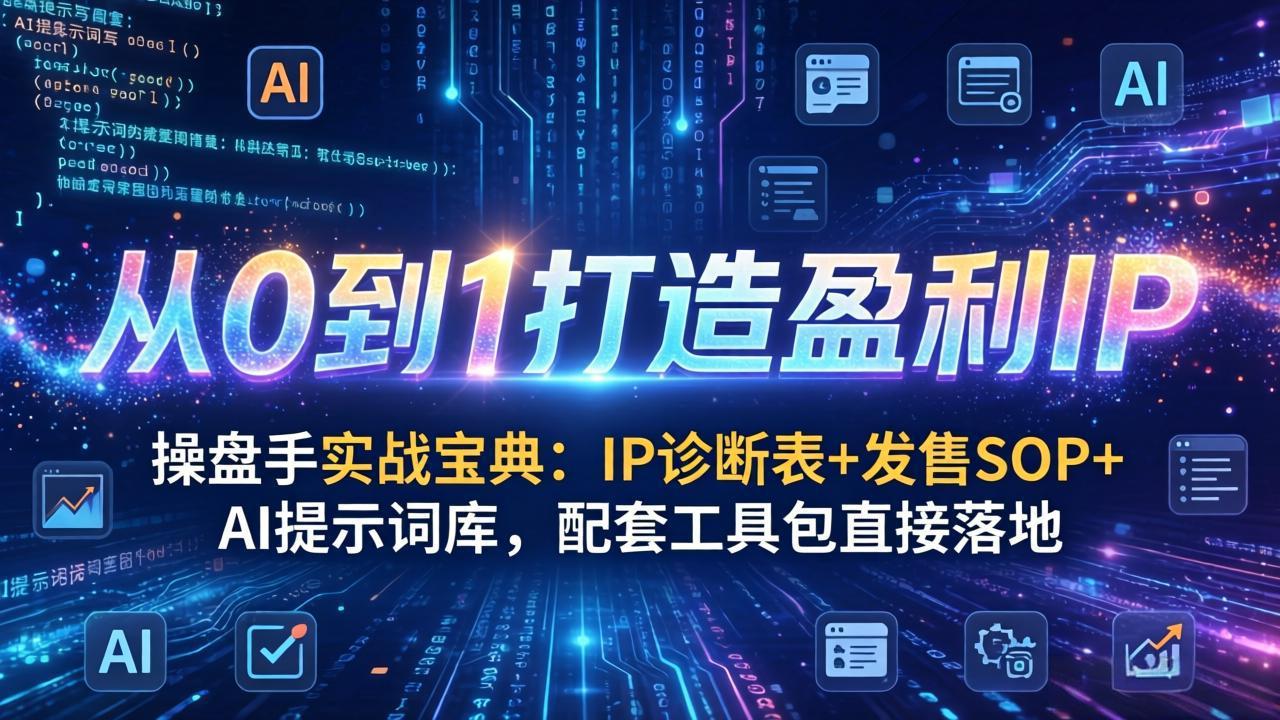 操盘手实战宝典：IP诊断表+发售SOP+AI提示词库，配套工具包直接落地，从0到1打造盈利IP-金鼎聊项目