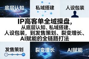 IP高客单全域操盘,从底层认知、私域搭建、人设包装,到发售策划、裂变增长、AI赋能的全链路打法-金鼎聊项目