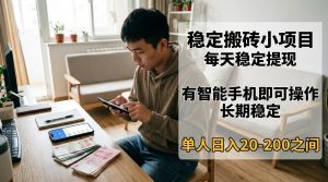 稳定搬砖小项目，每天稳定提现，有智能手机即可操作-金鼎聊项目
