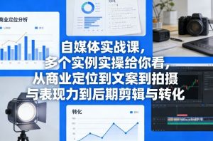自媒体实战课,多个实例实操给你看,从商业定位到文案到拍摄与表现力到后期剪辑与转化-金鼎聊项目