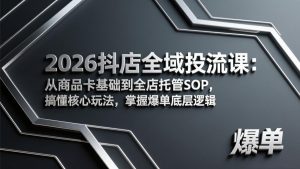 2026抖店全域投流课：从商品卡基础到全店托管SOP，搞懂核心玩法，掌握爆单底层逻辑-金鼎聊项目