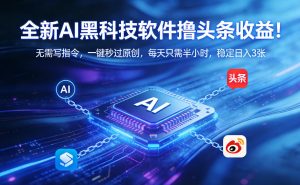 全新AI黑科技软件撸头条收益!无需写指令,一键秒过原创,每天只需半小时,稳定日入3张【揭秘】-金鼎聊项目