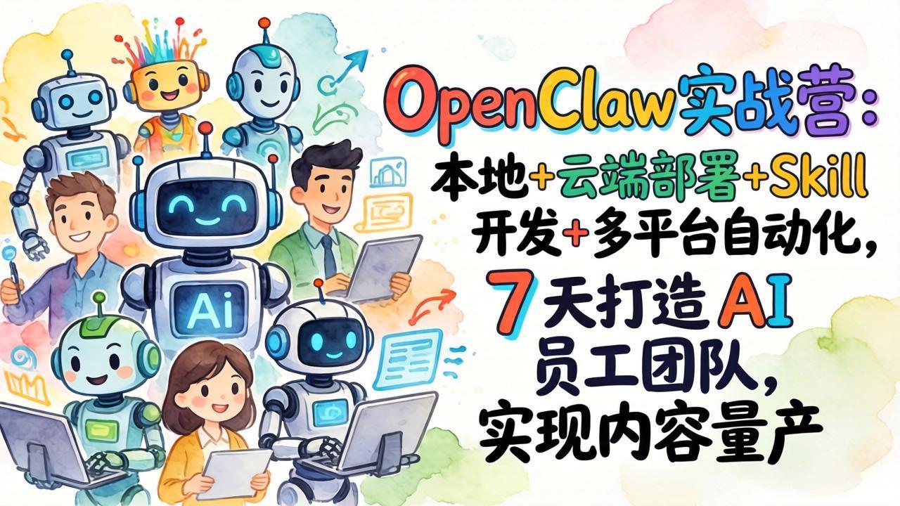 OpenClaw实战营：本地+云端部署+Skill开发+多平台自动化，7 天打造 AI 员工团队，实现内容量产-金鼎聊项目