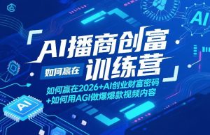 AI播商创富训练营，如何赢在2026+AI创业财富密码+如何用AGI做爆款视频内容-金鼎聊项目