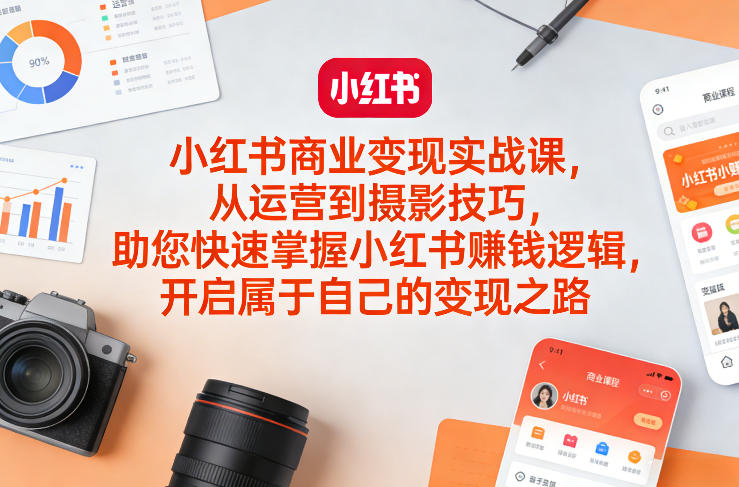 小红书商业变现实战课，从运营到摄影技巧，助您快速掌握小红书賺钱逻辑，开启属于自己的变现之路-金鼎聊项目