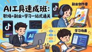 AI工具速成班：职场+副业+学习一站式通关，20+爆款类型+剪映技巧+抖音算法，0基础快速上手-金鼎聊项目