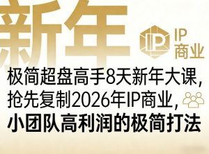 极简超盘高手8天新年大课(26年3月4-13日)，抢先复制2026年IP商业，小团队高利润的极简打法-金鼎聊项目