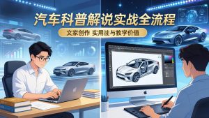 抖音汽车科普解说实战：文案+动画+画面处理+去水印全流程，打造专业汽车科普视频-金鼎聊项目
