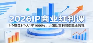 2026IP商业红利课:1个项目3个人1年1000W,小团队高利润变现全流程-金鼎聊项目
