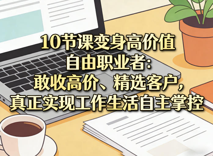 10节课变身高价值自由职业者:敢收高价、精选客户,真正实现工作生活自主掌控