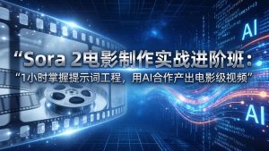 Sora 2电影制作实战进阶班：1小时掌握提示词工程，用AI合作产出电影级视频-金鼎聊项目