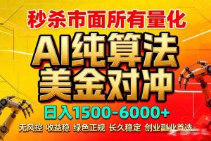 2026全网首发黑马项目，AI美金算法对冲，日入2000-6000+，稳定长效0风险，彻底告别996死工资-金鼎聊项目