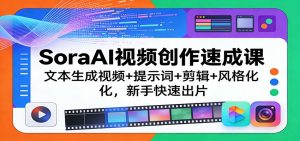 SoraAI视频创作速成课：文本生成视频+提示词+剪辑+风格化，新手快速出片-金鼎聊项目