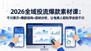 2026全域投流爆款素材课：千川乘方+爆款结构+逐帧分析，让电商人轻松学会投千川-金鼎聊项目