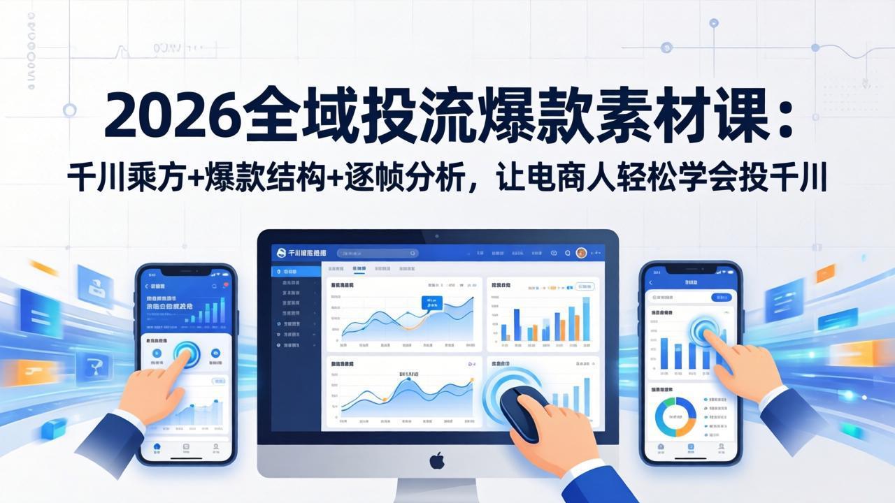2026全域投流爆款素材课：千川乘方+爆款结构+逐帧分析，让电商人轻松学会投千川-金鼎聊项目
