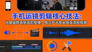 手机运镜 剪辑核心技法：从基础转场到高阶抠像，独立产出专业级高清短视频-金鼎聊项目
