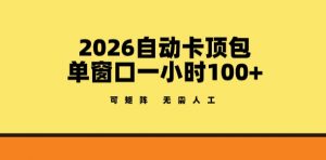 2026自动卡顶包玩法，单窗口一小时100+，可矩阵操作，无需人工【揭秘】-金鼎聊项目