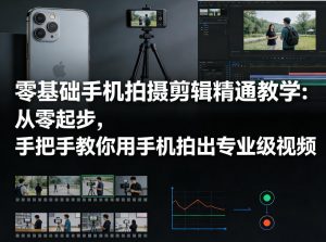 零基础手机拍摄剪辑精通教学：从零起步，手把手教你用手机拍出专业级视频-金鼎聊项目