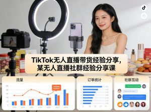 TikTok无人直播带货经验分享，某无人直播社群经验分享课-金鼎聊项目