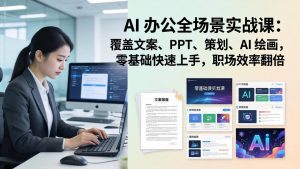 AI 办公全场景实战课：覆盖文案、PPT、策划、AI 绘画，零基础快速上手，职场效率翻倍-金鼎聊项目