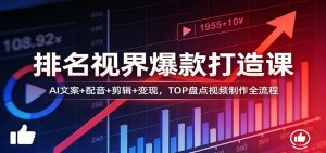 排名视界爆款打造课：AI文案+配音+剪辑+变现，TOP盘点视频制作全流程-金鼎聊项目