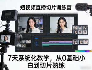 短视频直播切片训练营，7天系统化教学，从0基础小白到切片熟练-金鼎聊项目
