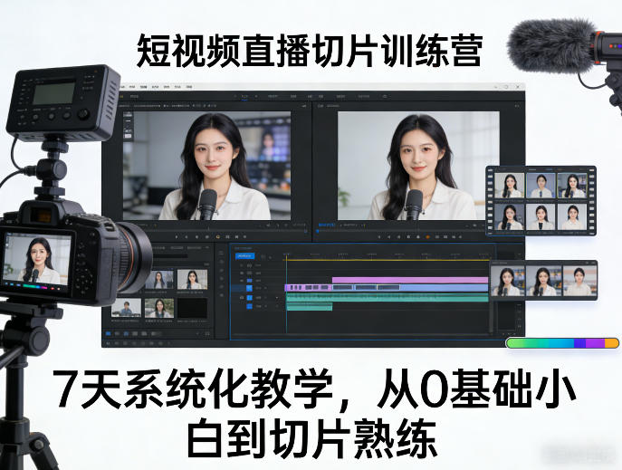 短视频直播切片训练营，7天系统化教学，从0基础小白到切片熟练-金鼎聊项目