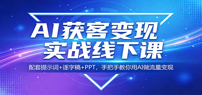 AI获客变现实战线下课：配套提示词+逐字稿+PPT，手把手教你用AI做流量变现-金鼎聊项目