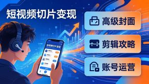 短视频切片变现速成班2.0:高级封面+剪辑攻略+账号运营,0基础小白快速入局副业-金鼎聊项目