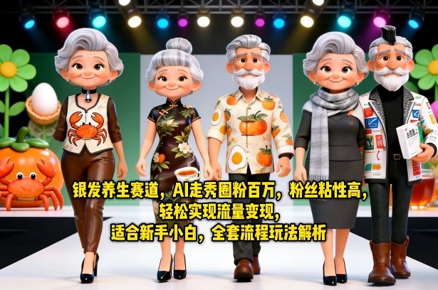 银发养生赛道，AI走秀圈粉百万，粉丝粘性高，轻松实现流量变现，适合新手小白，全套流程玩法解析-金鼎聊项目