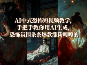 AI中式恐怖短视频教学,手把手教你用AI生成,恐怖氛围条条爆款涨粉嘎嘎的-金鼎聊项目