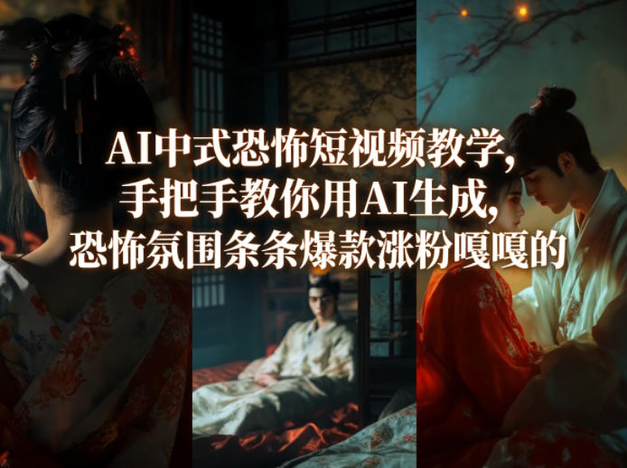 AI中式恐怖短视频教学，手把手教你用AI生成，恐怖氛围条条爆款涨粉嘎嘎的-金鼎聊项目
