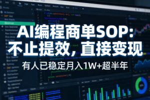 AI编程商单SOP，AI编程不能只给工作提效，还要直接变现，有人已经稳定月入1W+半年了-金鼎聊项目