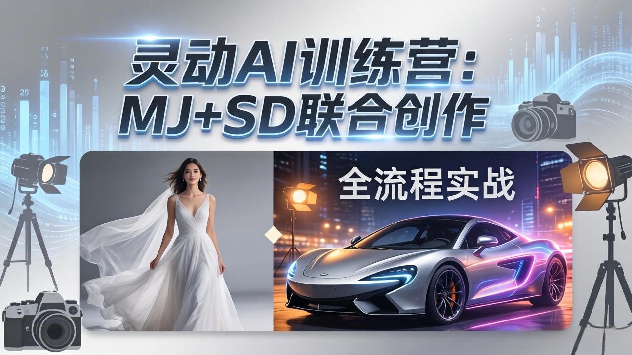 灵动AI训练营-3.0课程：MJ+SD联合创作，从婚纱大片到汽车广告，摄影后期全流程实战-金鼎聊项目