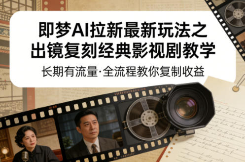 即梦AI拉新最新玩法之出镜复刻经典影视剧教学，长期有流量，全流程教你复制收益-金鼎聊项目