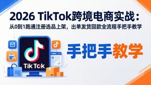 2026TikTok跨境电商实战：从0到1跑通注册选品上架，出单发货回款全流程手把手教学-金鼎聊项目