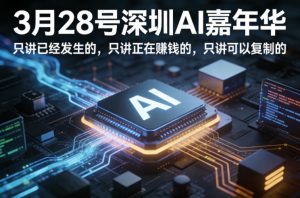3月28号深圳AI嘉年华，只讲已经发生的，只讲正在賺钱的，只讲可以复制的-金鼎聊项目