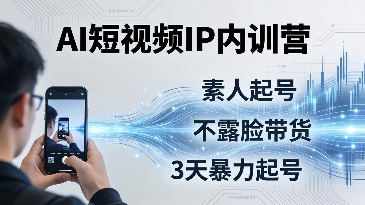 2026AI短视频IP内训营：从素人起号到不露脸带货，3天暴力起号全流程拆解-金鼎聊项目